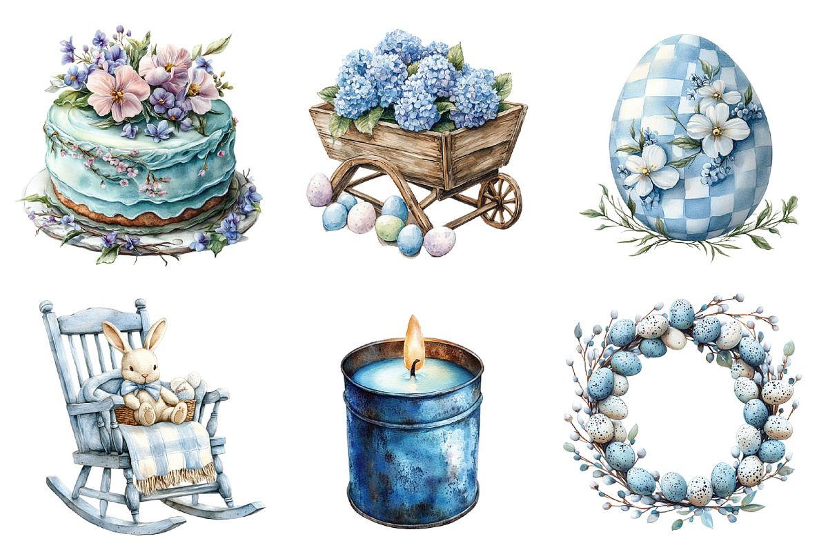 Blue Country Farmhouse Easter PNG, an Illustration by SinaCreation (Photo 4 of 5)