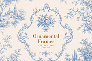Vintage Toile de Jouy Frames Florals, an Object Graphic by Olya Creative (Thumbnail 6 of 15)