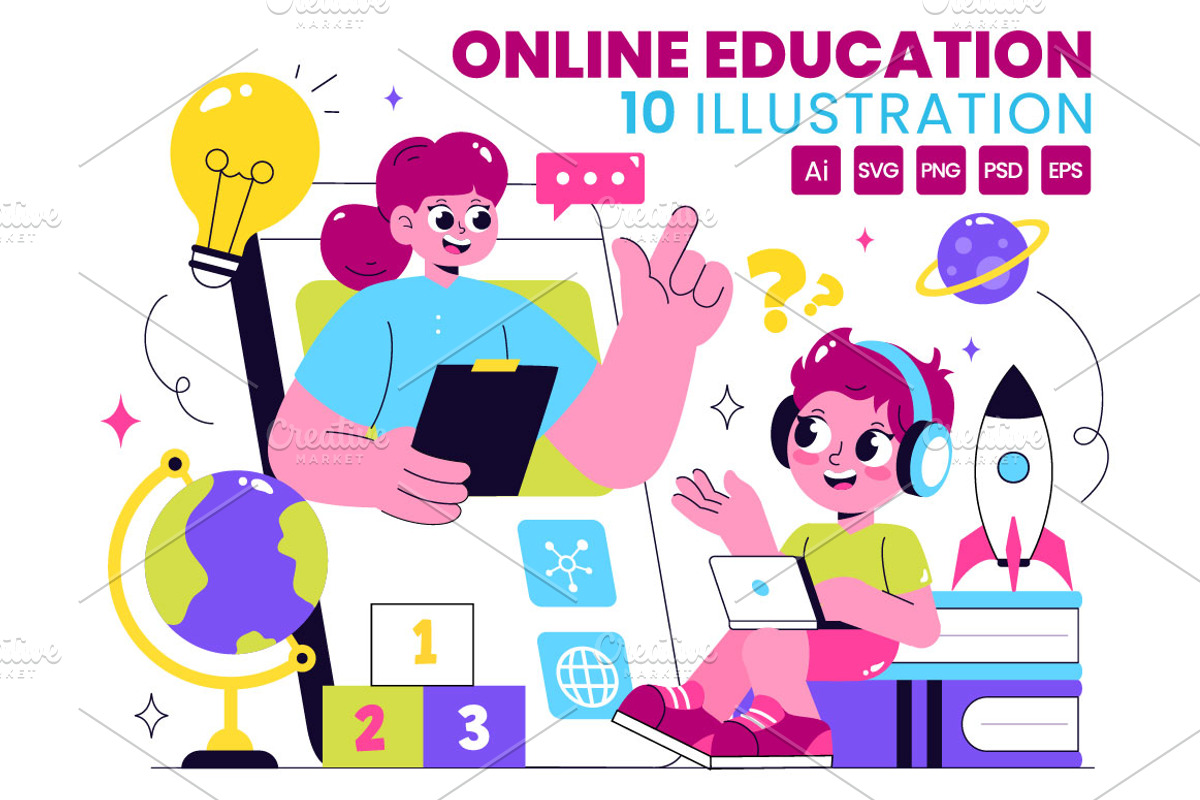 10 Online Education for Kids, an Education Illustration by denayunebgt (Photo 1 of 4)