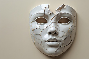 White ceramic face mask, an Illustration by wavebreak