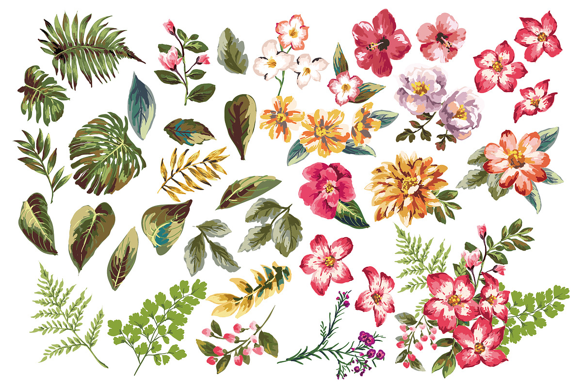 Seamless tropical flowers Vol.3 preview 5