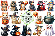 Whimsy Halloween Cat Clipart, an Animal Illustration by Pixels.Craft (Thumbnail 1 of 7)