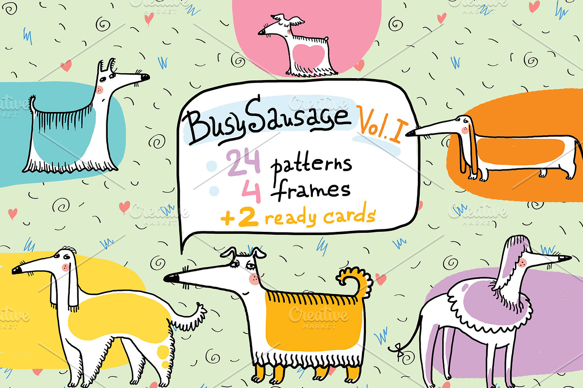 BusySausage Vol.1 patterns, an Animal Illustration by Zooza Art (Photo 1 of 9)