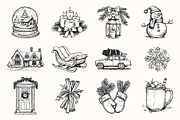 Vintage Christmas Illustration Set, an Object Illustration by NatalieArtShop (Thumbnail 3 of 9)