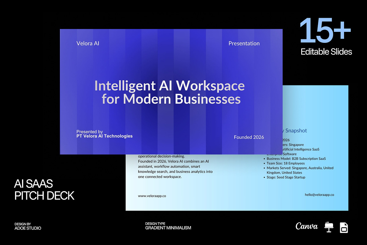 AI SaaS Pitch Deck, a Presentation Template by adoestudio (Photo 1 of 6)