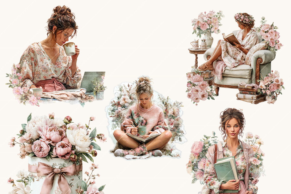 Floral Lifestyle Clipart Bundle, an Object Illustration by BusyDaydesign (Photo 6 of 9)