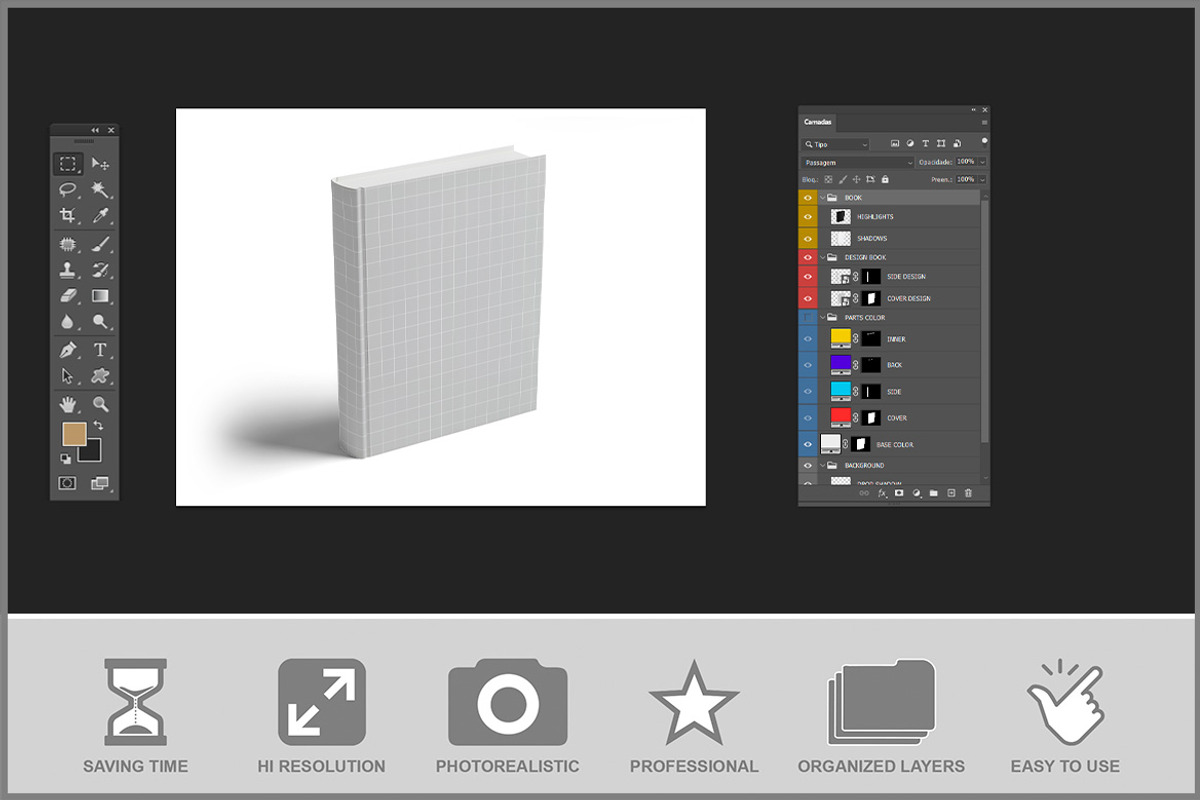 Book Cover Mockup PSD, a Mockup by Bruno's Shop (Photo 3 of 4)