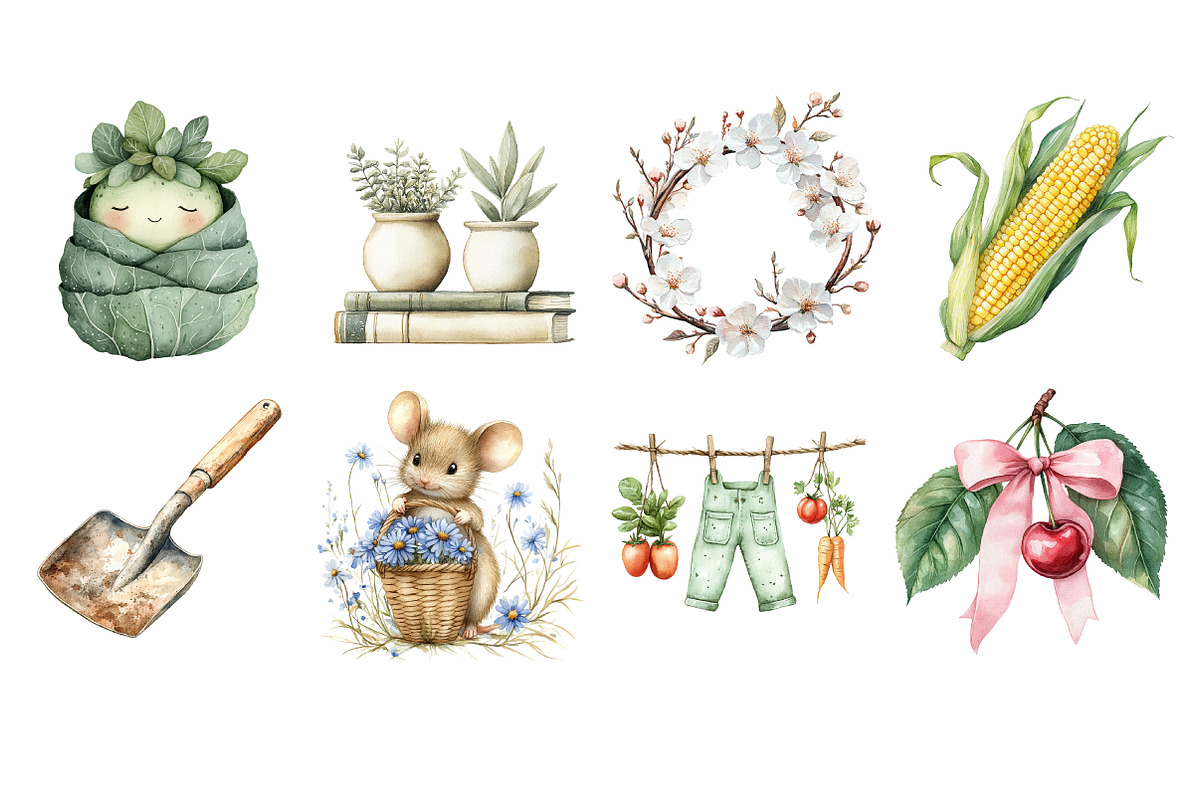 Watercolor Little Sprout Clipart, a Seasonal Illustration by Design Market (Photo 6 of 6)