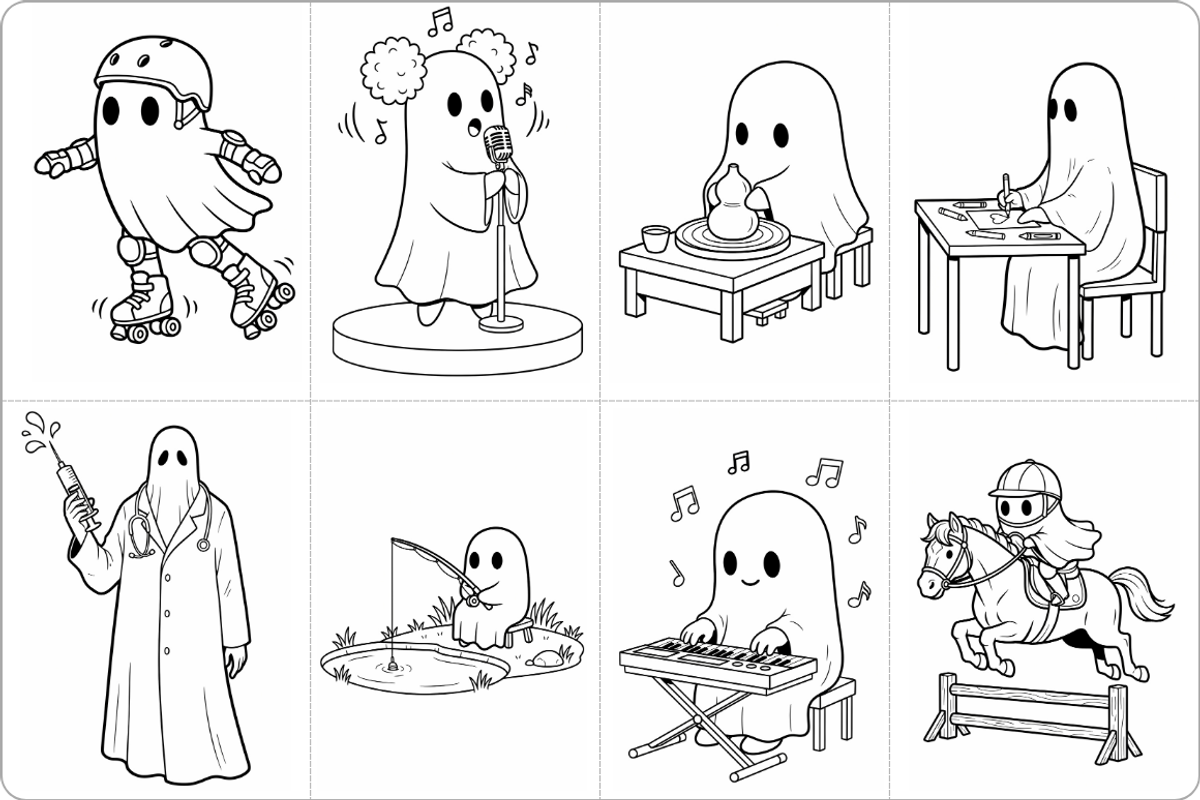 Halloween Activity Coloring PDF Page, a Seasonal Illustration by Nuvame Arts & Designs (Photo 3 of 8)