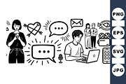 Modern Communication Icon Set, an Illustration by designvectx (Thumbnail 1 of 3)