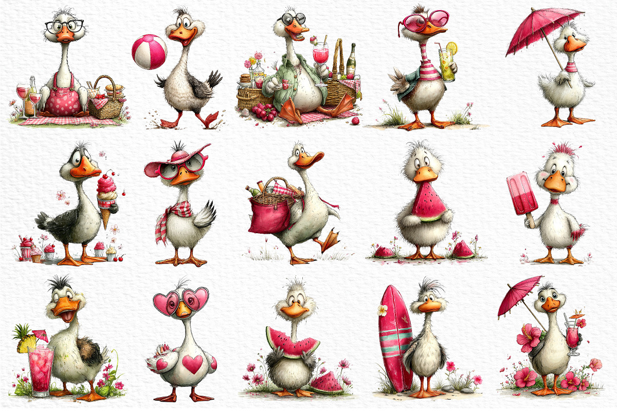 Whimsical Summer Goose Clipart, an Illustration by Craft Nest (Photo 6 of 12)