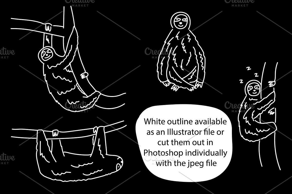 Cute Doodle Sloths, an Animal Illustration by Liz Pengilley Studio (Photo 3 of 4)
