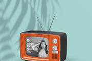 Vintage Portable TV with Old Video E, a Product Mockup by OneVectorStock (Thumbnail 7 of 19)