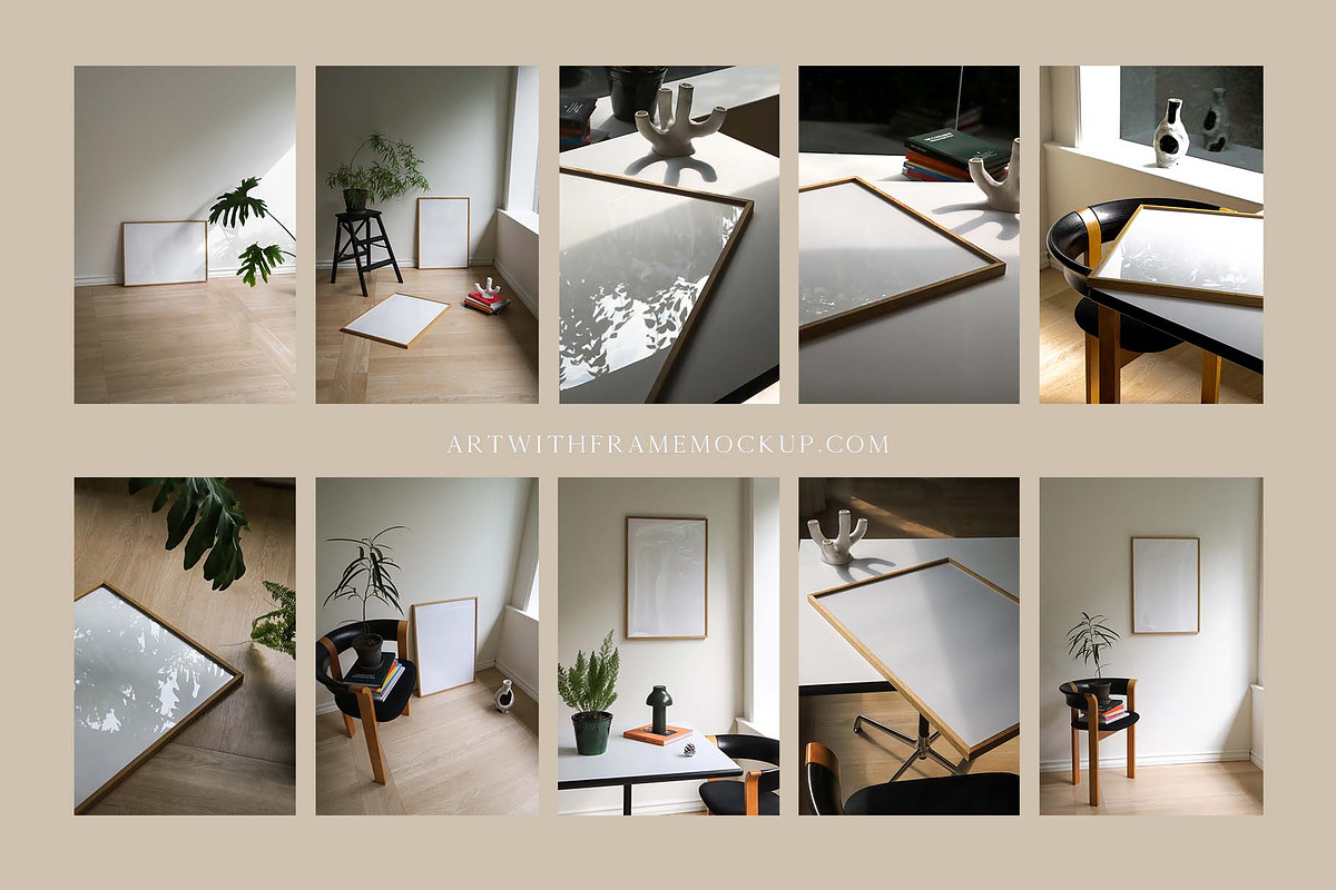 30 Nautral Light Mockup with plants, a Product Mockup by ArtwithFrame (Photo 6 of 6)