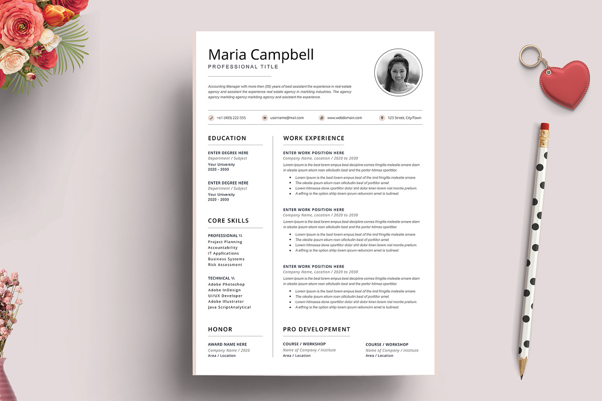 Clean Resume/CV Word, a Resume Template by ResumeDevisers (Photo 1 of 5)