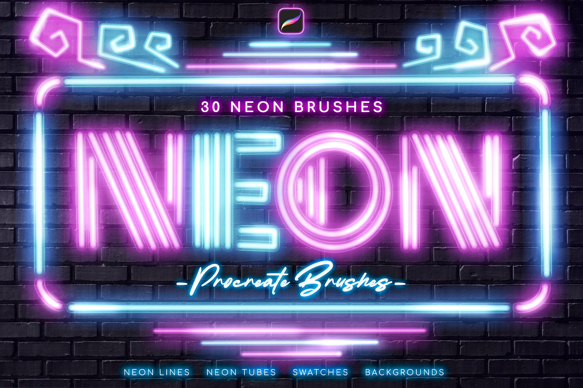 Neon Procreate Brushes, a Brush Add-On by Andrew Skoch Design (Photo 1 of 12)