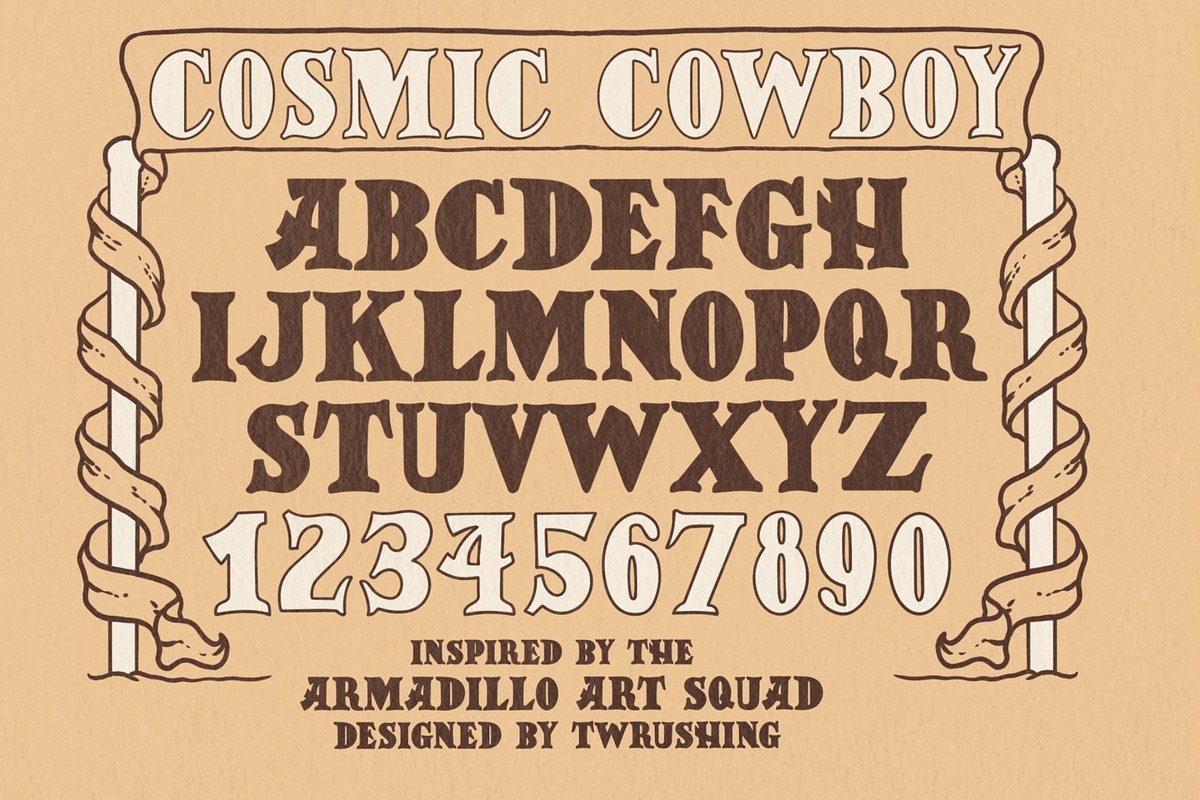 Cosmic Cowboy by TWRUSHING, a Serif Font by TWRUSHING (Photo 2 of 2)