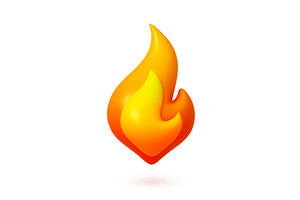Render 3d fire symbol. Classic shape, an Illustration by Valerie Bodnar