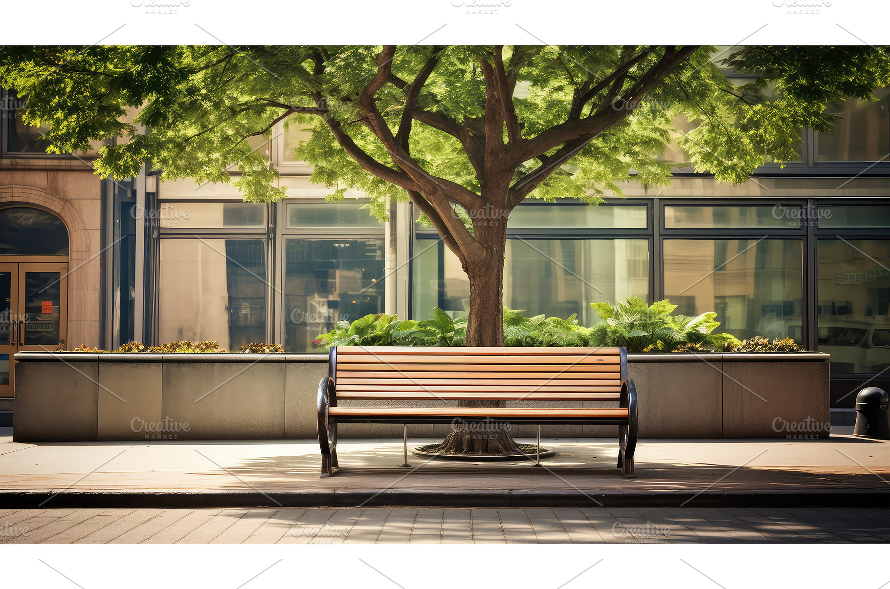 public bus bench ai generated, a Transportation Photo by pikepicture