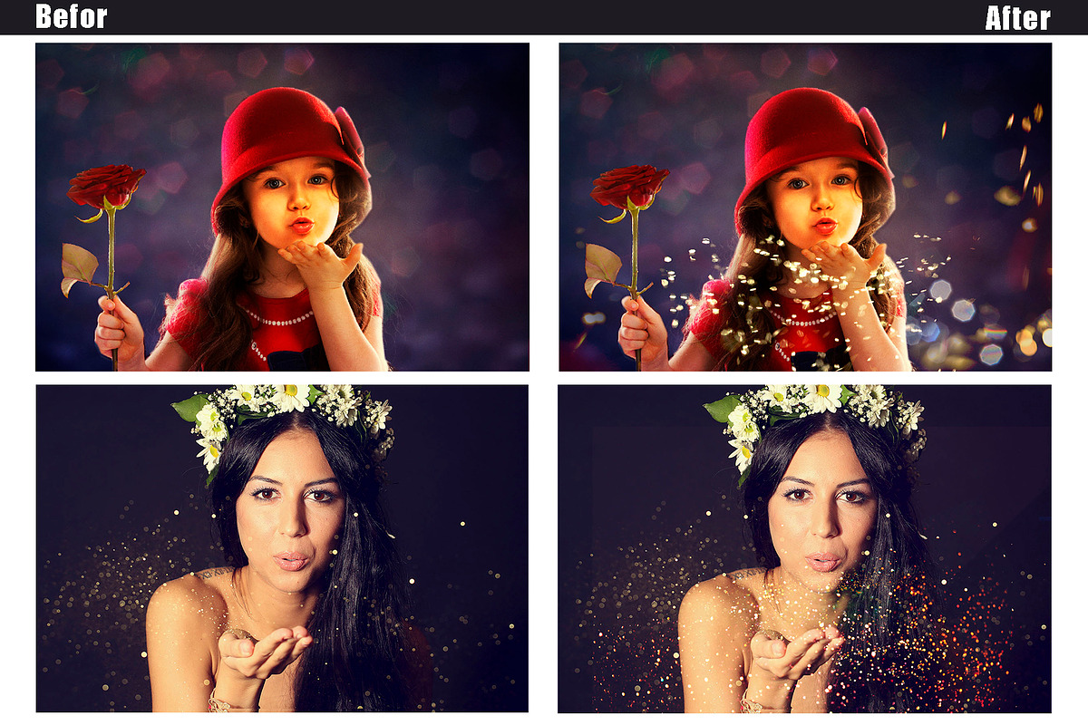 35 blowing glitter photoshop overlay, a Layer Style Add-On by OverlayBox (Photo 3 of 5)