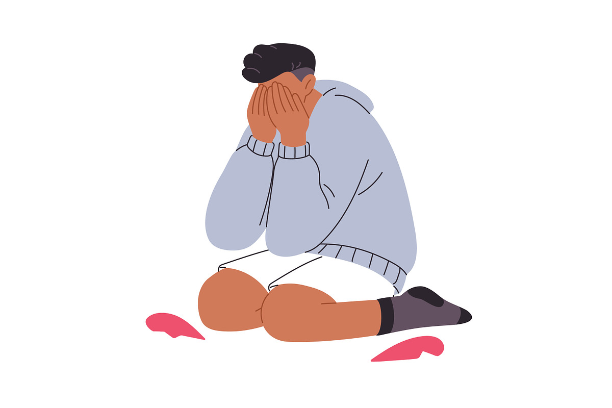 Depressed teenagers. Sad teens set, a Person Illustration by Good Studio (Photo 6 of 6)