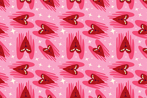 Pink Love Pattern With Angels Hearts