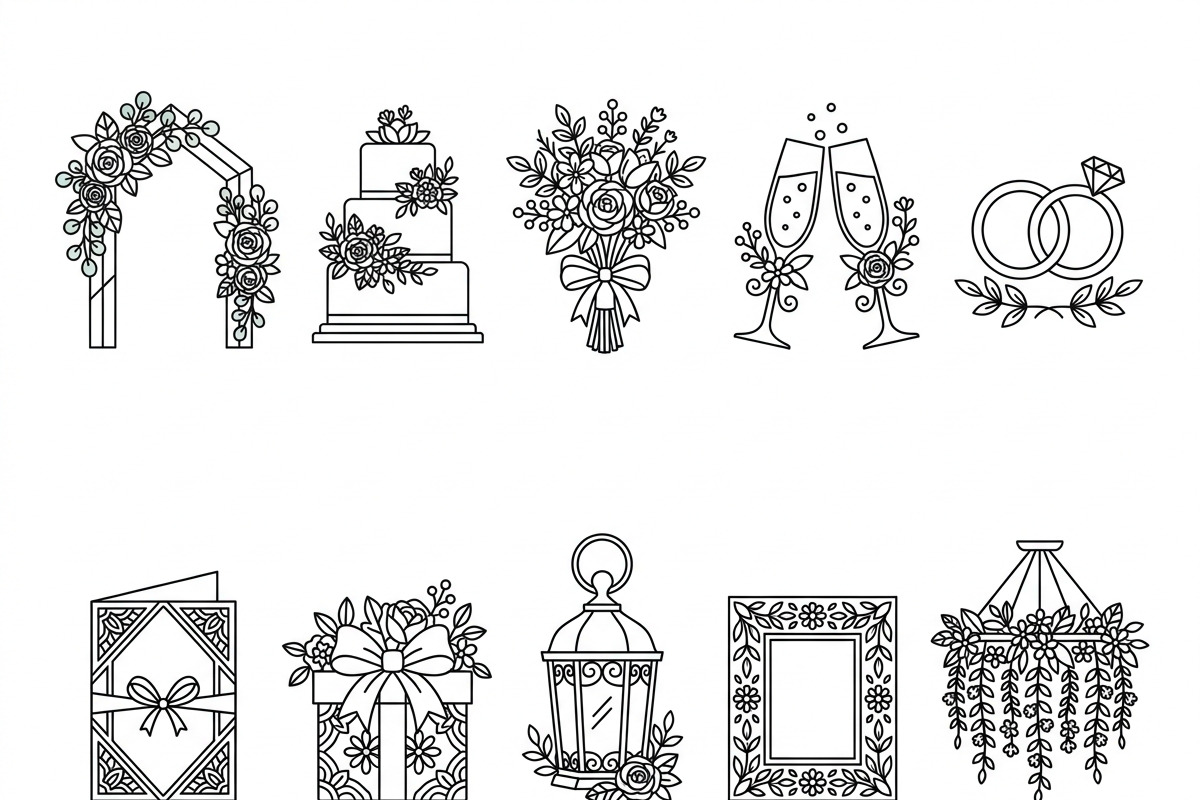Bundles Set Floral Wedding Icons, an Outline Icon by adenpinkstore (Photo 21 of 44)