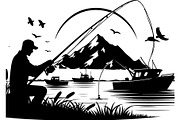Vintage Fishing Scene Bundle, an Object Graphic by Designer_Momina (Thumbnail 10 of 13)