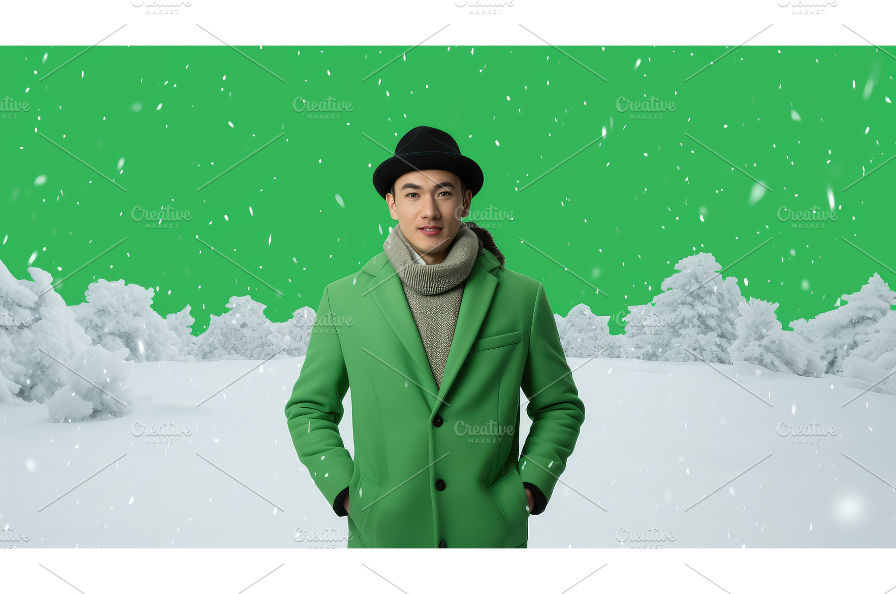 hat snow green screen ai generated, a Technology Photo by pikepicture