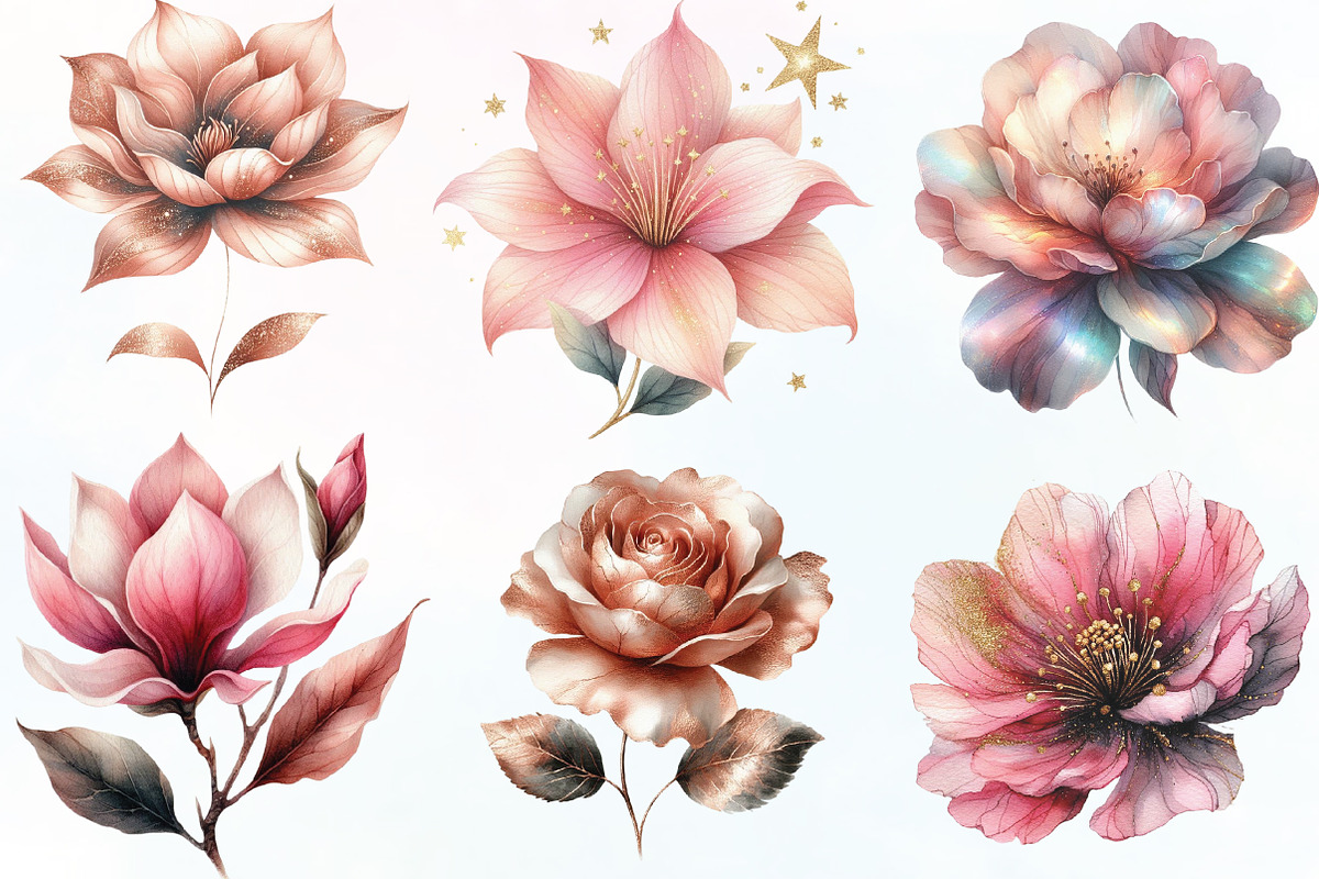 Watercolor Abstract Flowers Clipart, an Illustration by CraftArtStudio (Photo 2 of 6)