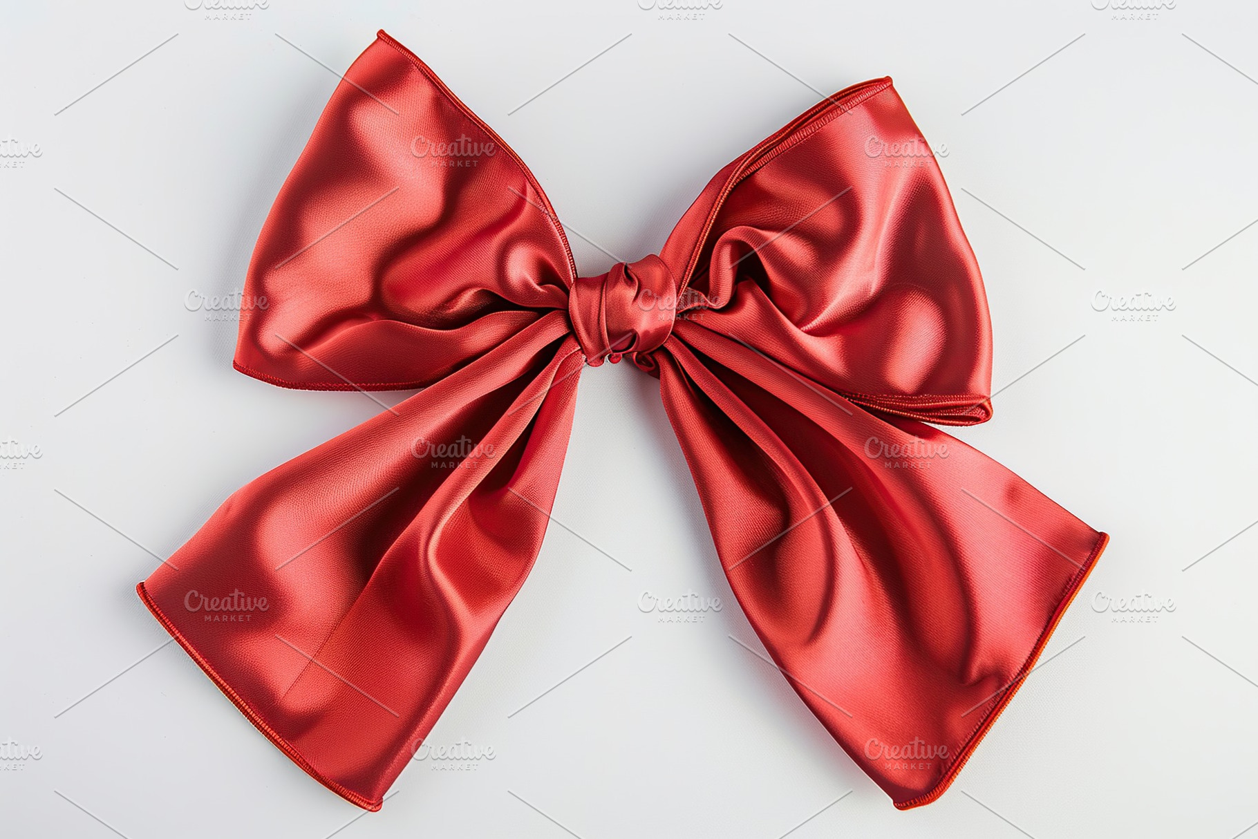Red satin ribbon bow on white background, a Beauty & Fashion Photo by AlyaAnd