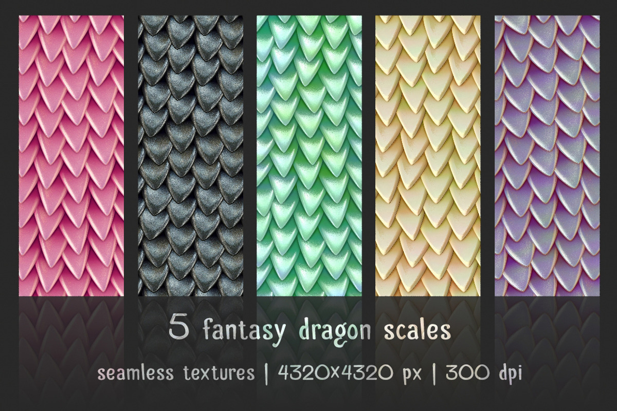 5 patterns of fantasy dragon scales, a Texture Graphic by SunArt (Photo 1 of 2)