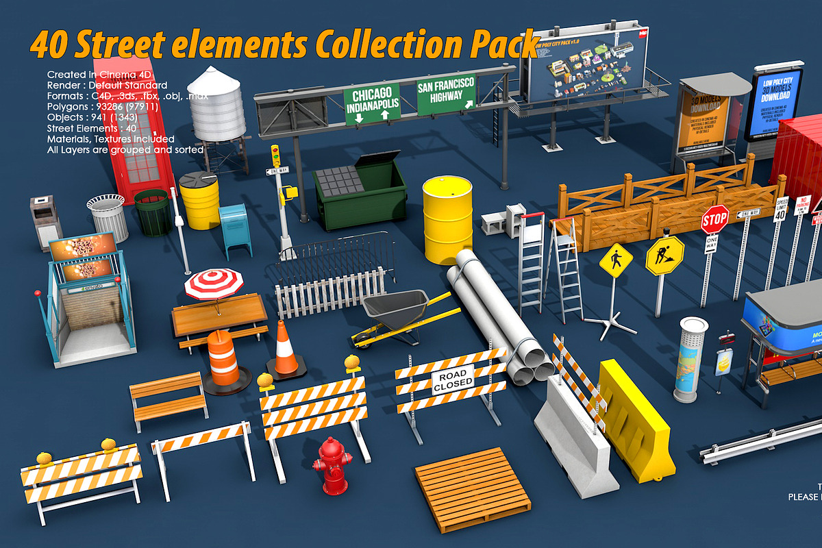 40 Street elements Collection Pack, an Architecture 3D Model by multimedia4ds (Photo 70 of 70)