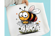 Whimsical Cute Bee Clipart, an Illustration by designcity5 (Thumbnail 4 of 5)