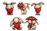 Quirky Valentines Bunny Clipart, an Illustration by Dream Creation (Thumbnail 7 of 7)
