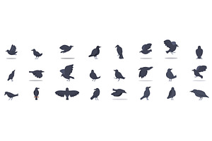 Crow icons set. Set of crows in, an Animal Illustration by Ylivdesign