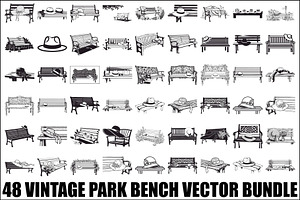Vintage Park Bench Vector Bundle, an Illustration by jahid234