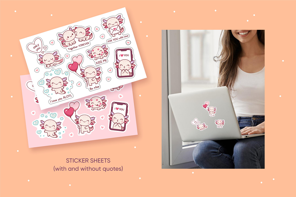 Valentine's day axolotl clipart, an Illustration by SurfaceStories (Photo 4 of 6)