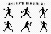 Tennis Player Black Silhouette set, a Person Illustration by Gfx Expert Team (Thumbnail 2 of 3)