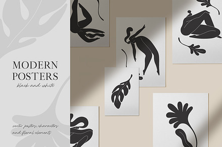 Trendy Matisse-styled posters + set, a Decorative Illustration by PaperTrident