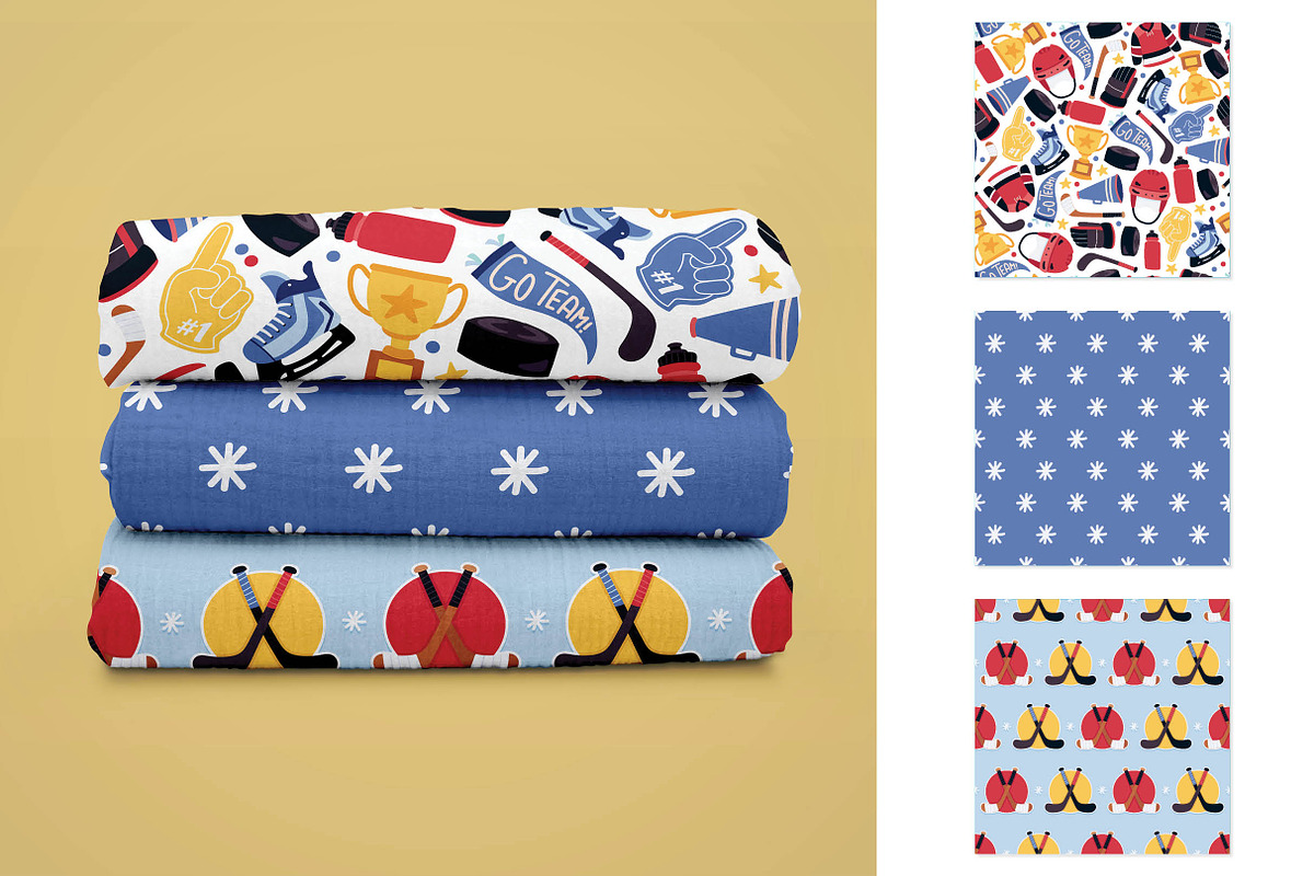 Ice Hockey Digital Seamless Patterns, a Pattern Graphic by Alanna Messina Design Co (Photo 6 of 8)