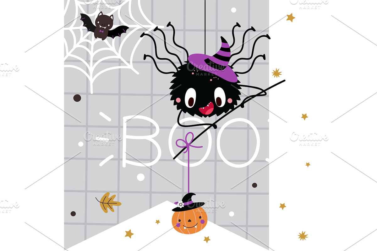 Spider halloween poster. Decorative, an Illustration by Valerie Bodnar