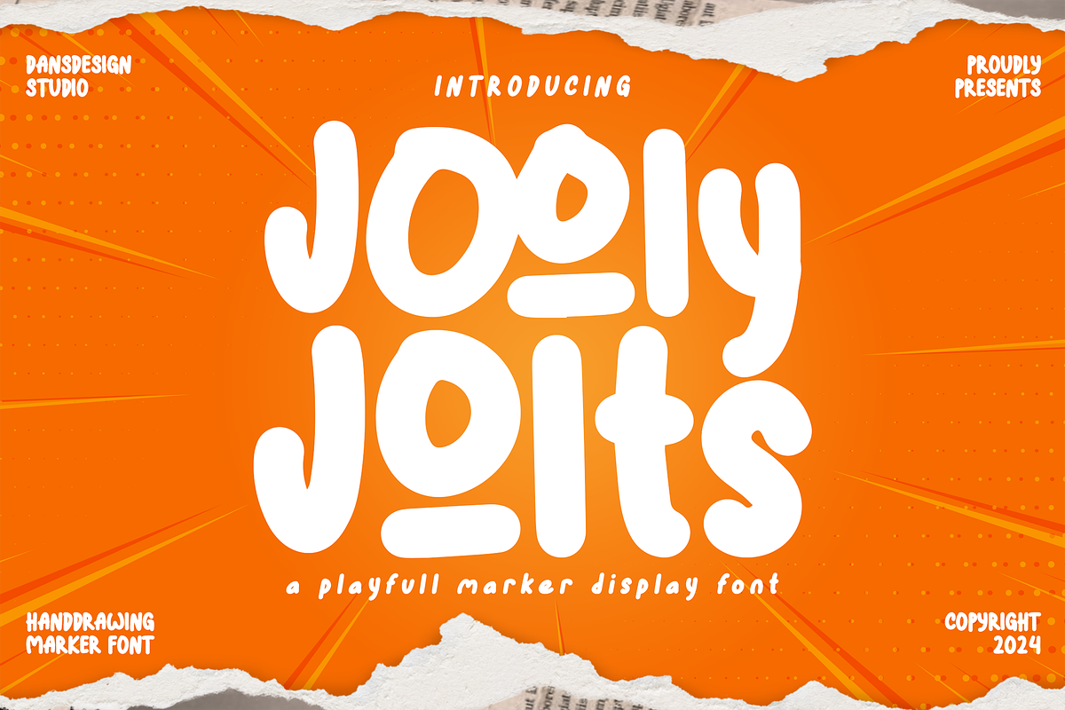 Jooly Jolt Playful Marker Display, a Handwritten Font by dansdesign (Photo 1 of 12)