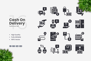 Cash on Delivery Solid Icons, an Icon by Upnowgraphic
