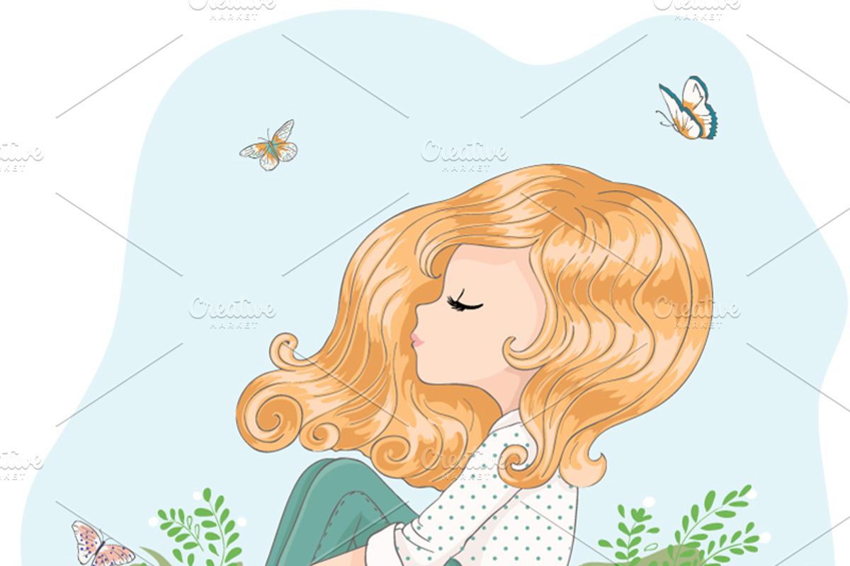 set with 32 cartoon girls-cute girls, an Animal Illustration by StudioLondon (Photo 27 of 33)