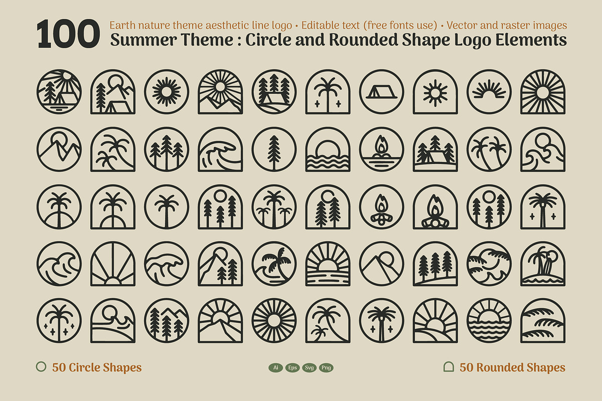 Circle and Rounded Logo Elements, an Outline Icon by Dordar.Lab (Photo 1 of 6)