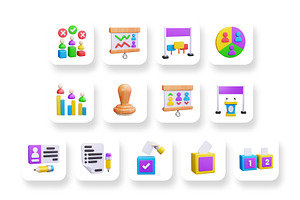 Voting Elections 3D Icons