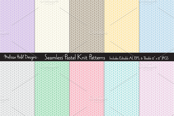 Seamless Pastel Knit Patterns preview 6