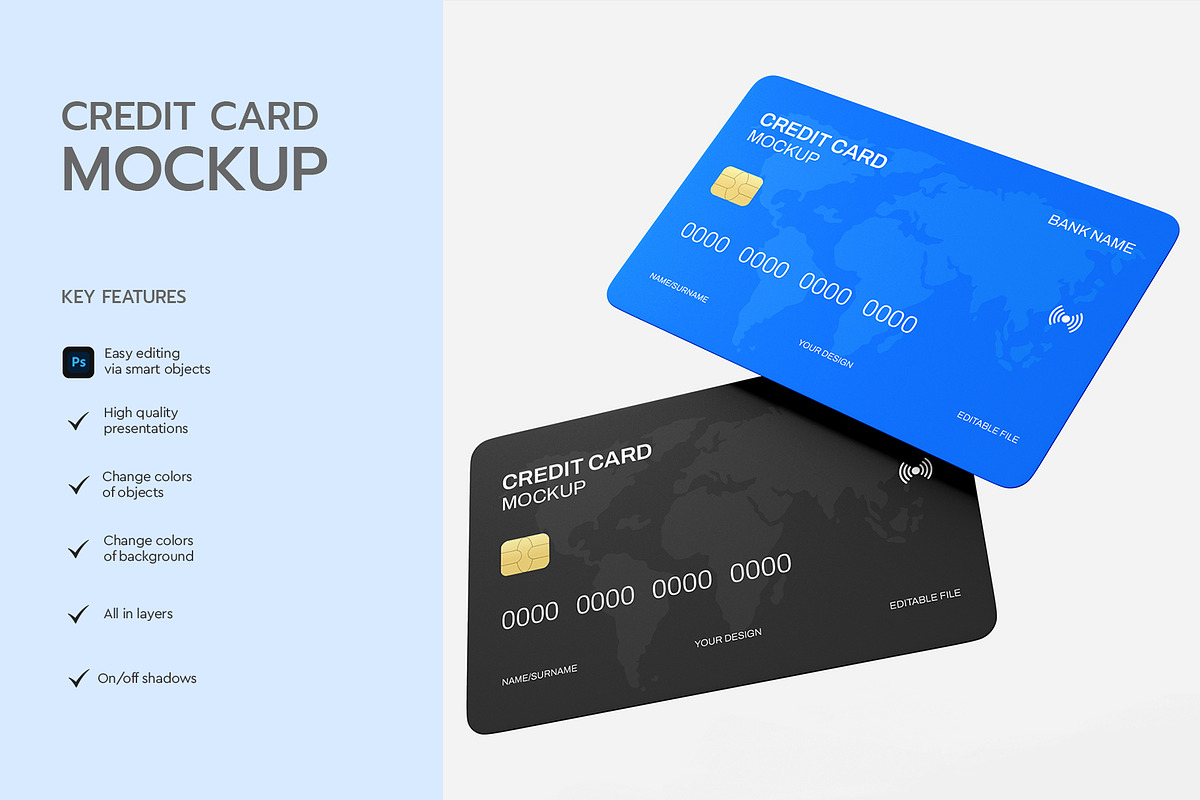 Realistic Floating Credit Card Mock, a Product Mockup by graphypix (Photo 2 of 4)
