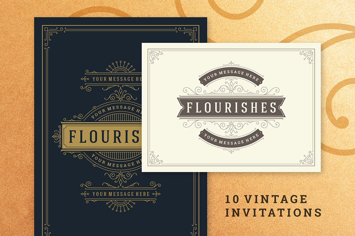 10 Vintage Ornament Invitations, an Invitation Template by Vasya Kobelev (Photo 1 of 11)